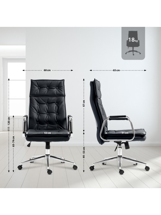 Bureaustoel Sotira echt leer, zwart Bureaustoel Sotira echt leer, zwart