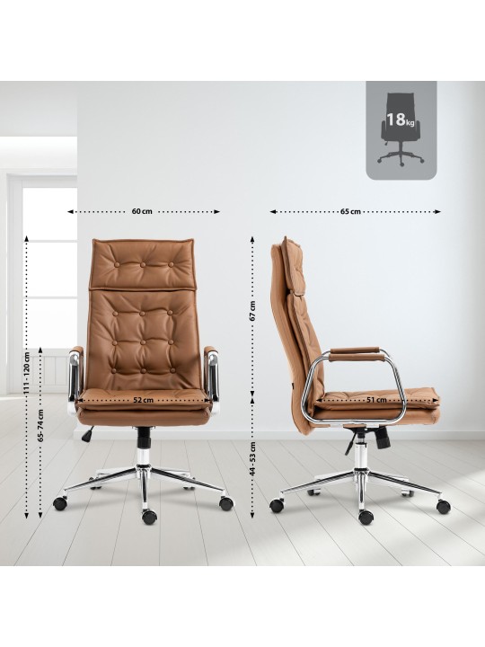 Bureaustoel Sotira echt leer, lichtbruin Bureaustoel Sotira echt leer, lichtbruin