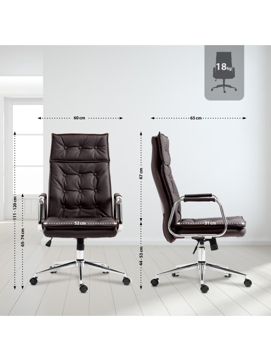 Bureaustoel Sotira echt leer, bruin Bureaustoel Sotira echt leer, bruin