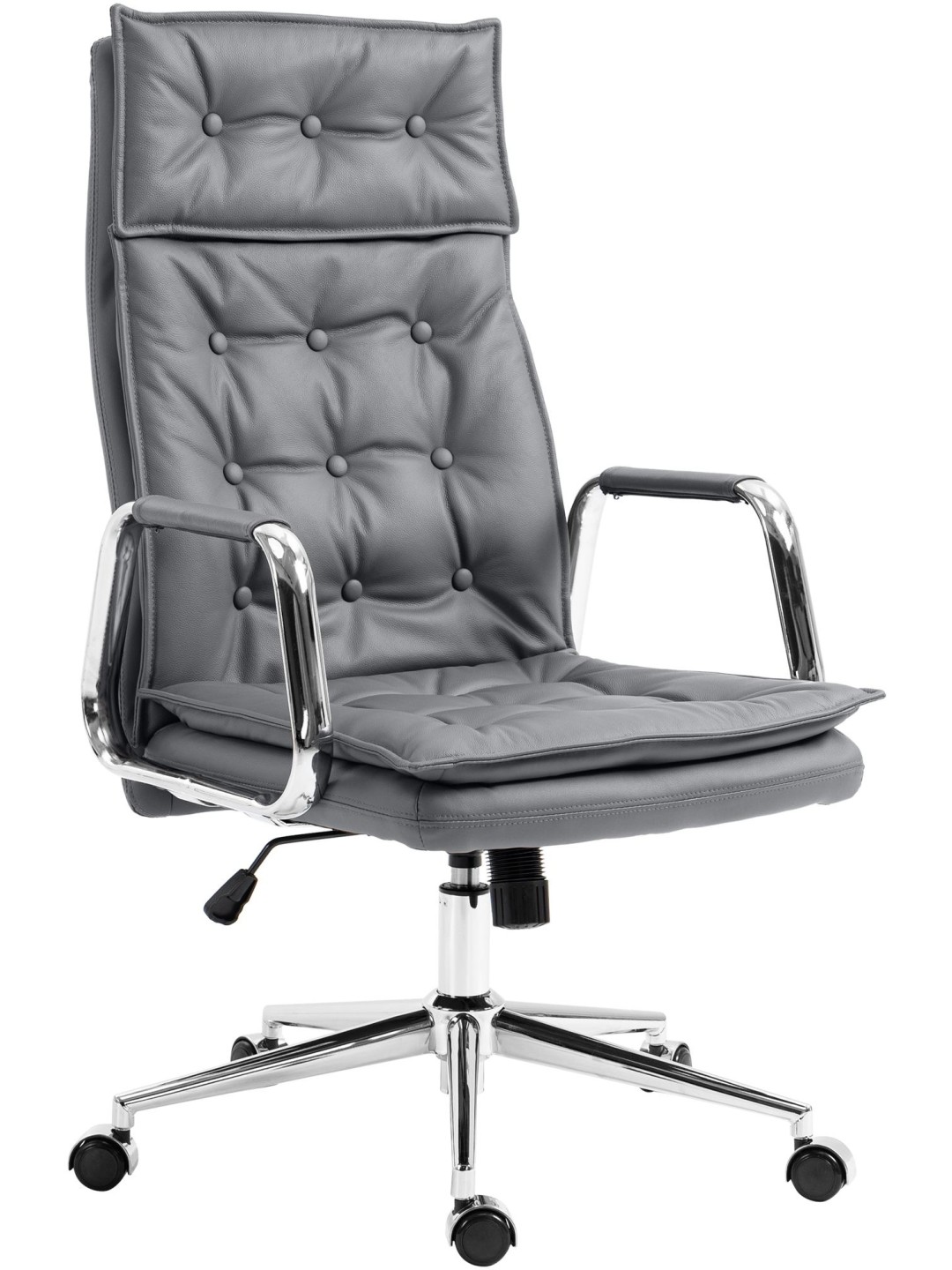 Bureaustoel Sotira echt leer, grijs