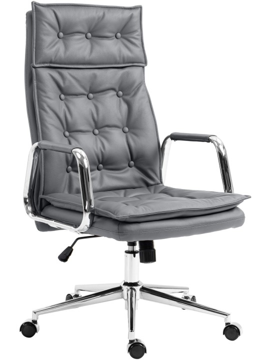 Bureaustoel Sotira echt leer, grijs