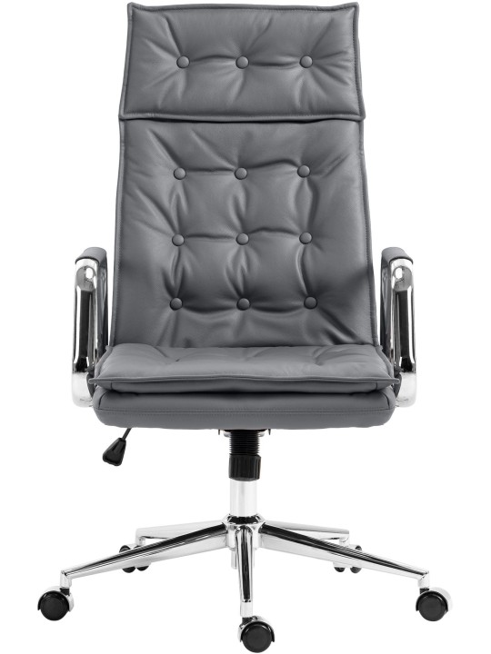 Bureaustoel Sotira echt leer, grijs