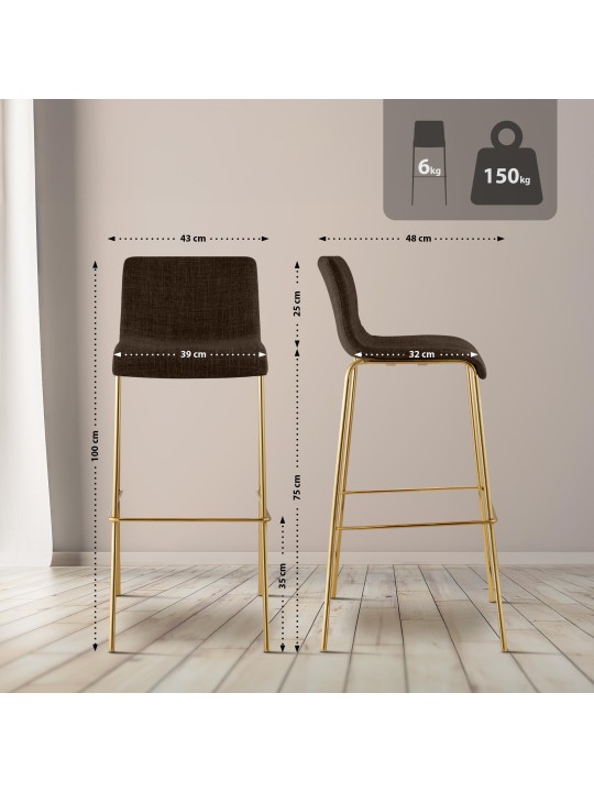 Barkruk Hoover Stof 1,20 meter Goud, bruin Barkruk Hoover Stof 1,20 meter Goud, bruin