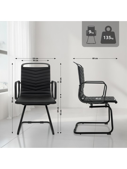 Bezoekersstoel Tomkin kunstleer, zwart