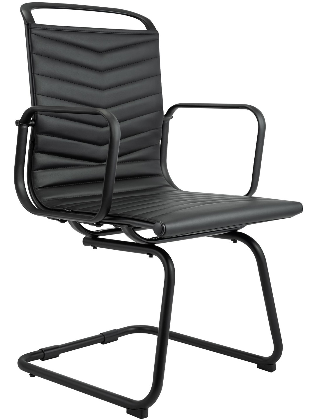 Bezoekersstoel Tomkin kunstleer, zwart