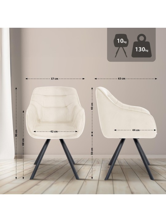 Stoel Russel fluweel, crème Stoel Russel fluweel, crème