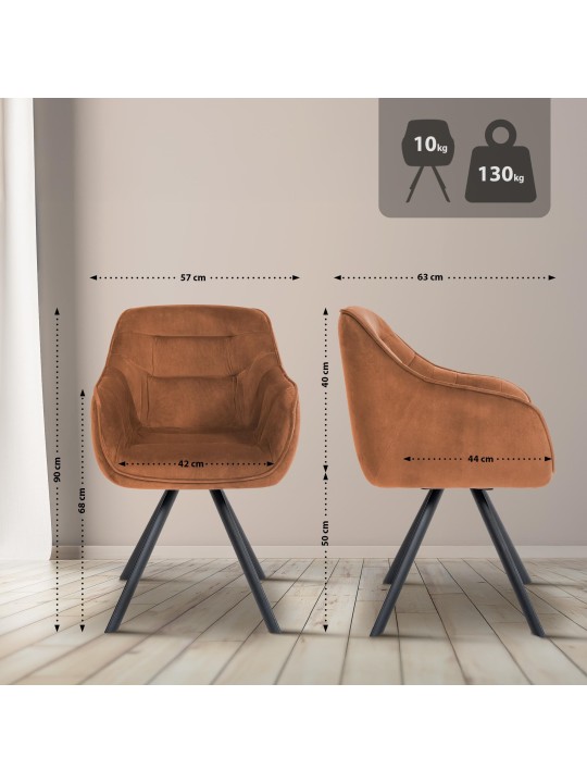 Stoel Russel fluweel, koffie Stoel Russel fluweel, koffie