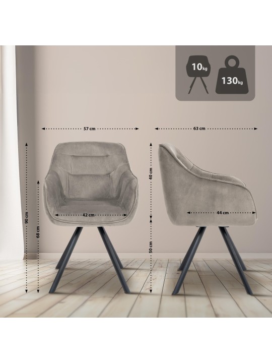 Stoel Russel fluweel, grijs Stoel Russel fluweel, grijs
