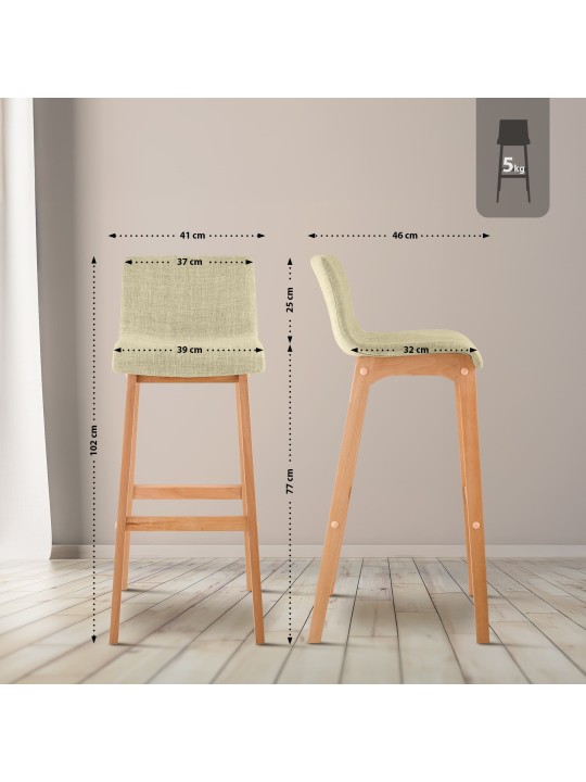 Set van 2 barkrukken Hoover stof Natura, crème Set van 2 barkrukken Hoover stof Natura, crème