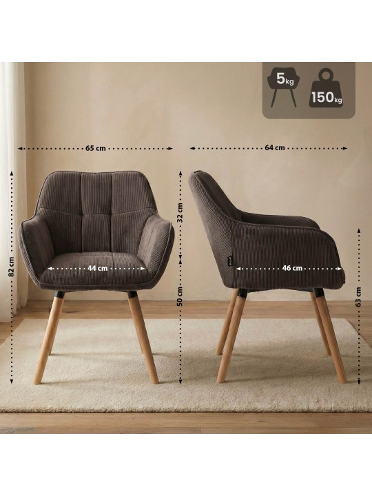 Eetkamerstoel Vienna Cord natura, bruin