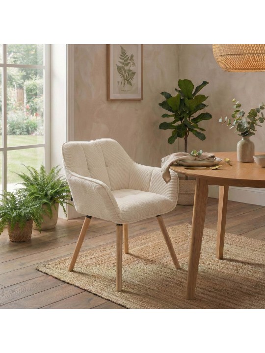 Eetkamerstoel Vienna Cord natura, crème
