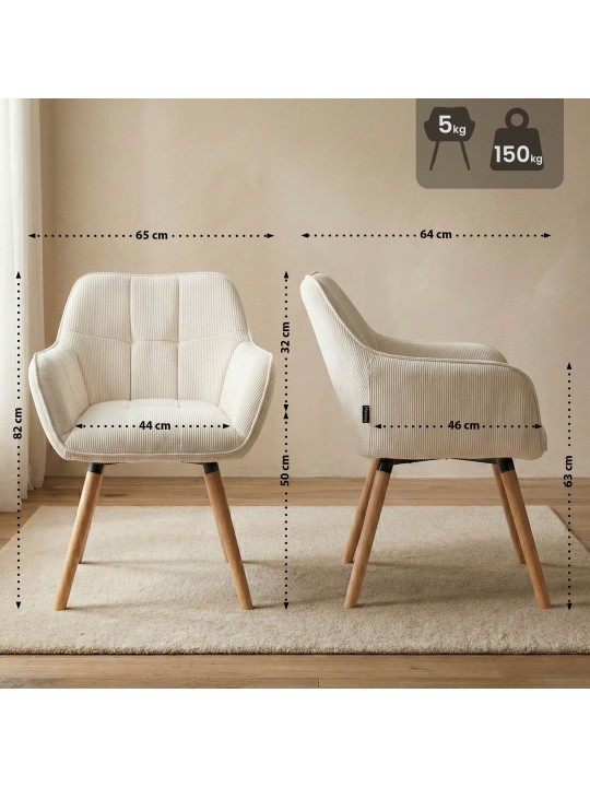 Eetkamerstoel Vienna Cord natura, crème