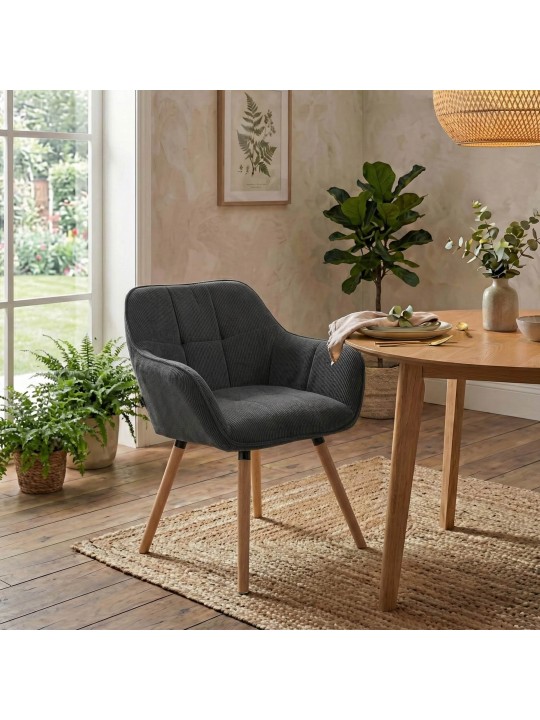 Eetkamerstoel Vienna Cord natura, donkergrijs