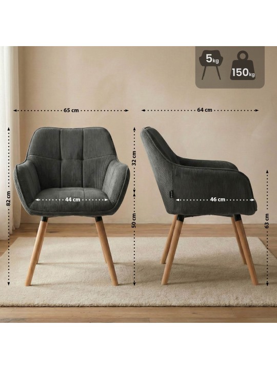 Eetkamerstoel Vienna Cord natura, donkergrijs