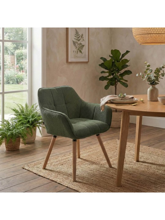 Eetkamerstoel Vienna Cord natura, groen