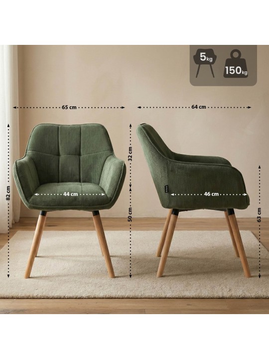 Eetkamerstoel Vienna Cord natura, groen