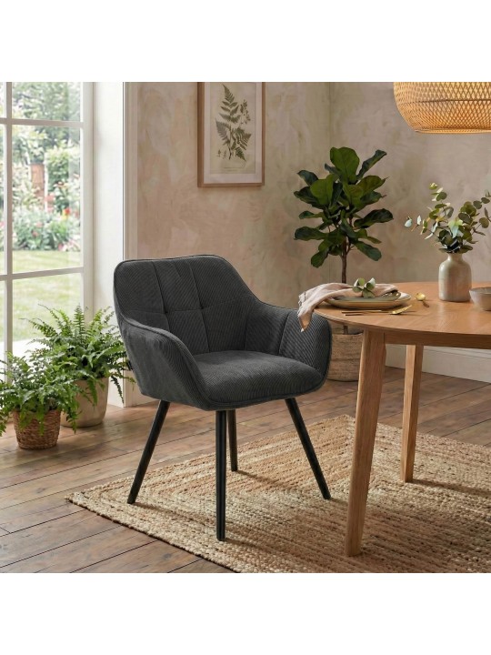 Vienna Cord eetkamerstoel, donkergrijs