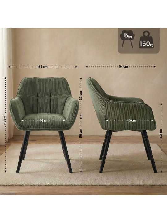 Vienna Cord eetkamerstoel, groen