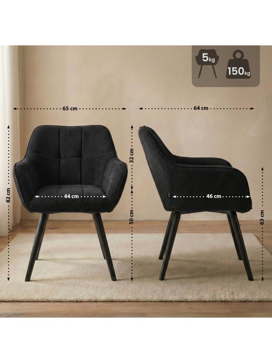 Vienna Cord eetkamerstoel, zwart Vienna Cord eetkamerstoel, zwart